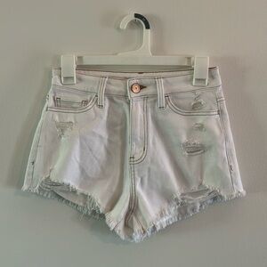 White high waisted distressed shorts with rainbow embroidery- Size 3/26 SO